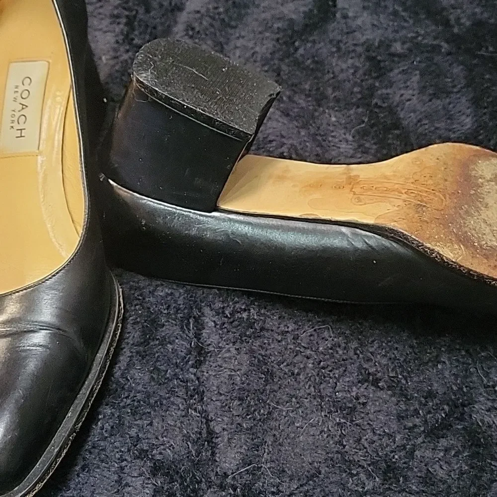 Coach vintage Black Leather Block Heels Size 8